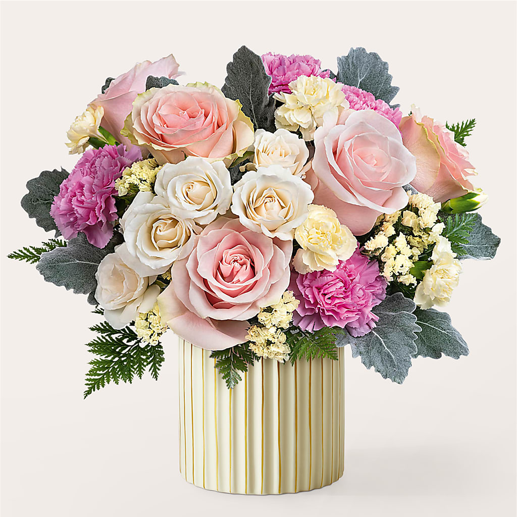 Blissful Moments Bouquet with Ivory Vase – Loveland Colorado Flowers, Loveland CO