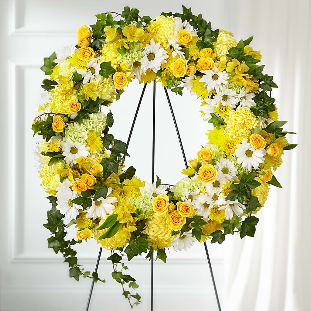 Golden Remembrance Wreath – Loveland Colorado Flowers, Loveland CO