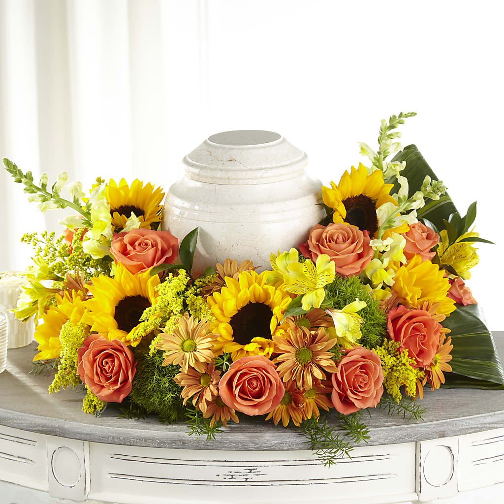 Faithful Sunflower Cremation Adornment – Loveland Colorado Flowers, Loveland CO