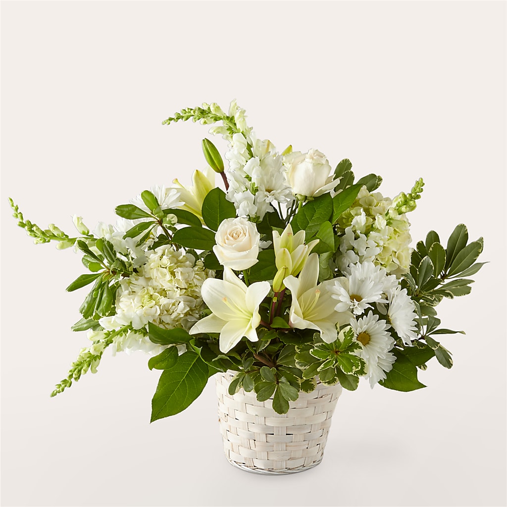Ivory Elegance Floral Basket – Loveland Colorado Flowers, Loveland CO