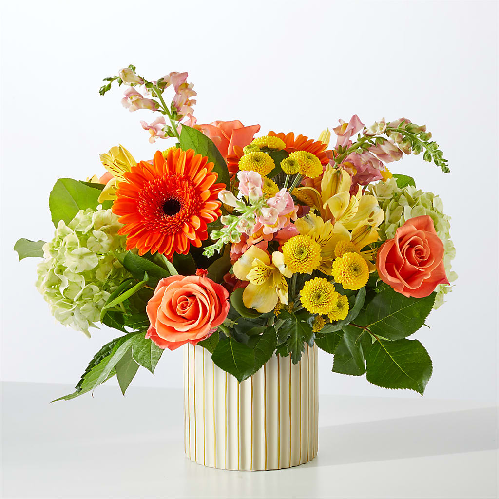 Autumn Sunshine Bouquet with Ivory Vase –  Loveland Colorado Flowers, Loveland CO